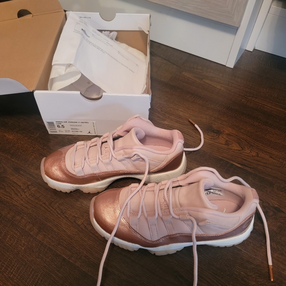Jordan 11 retro low, women's, size 6.5. Rose gold color. Practically new.
